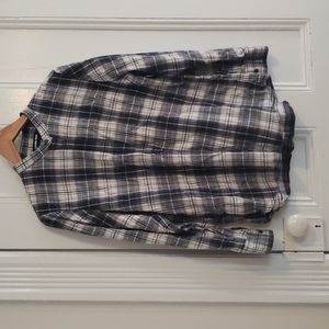 Lands' End plaid flannel shirt slate gray MP